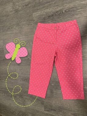 Pink Polka Dot Jean Capri Pants